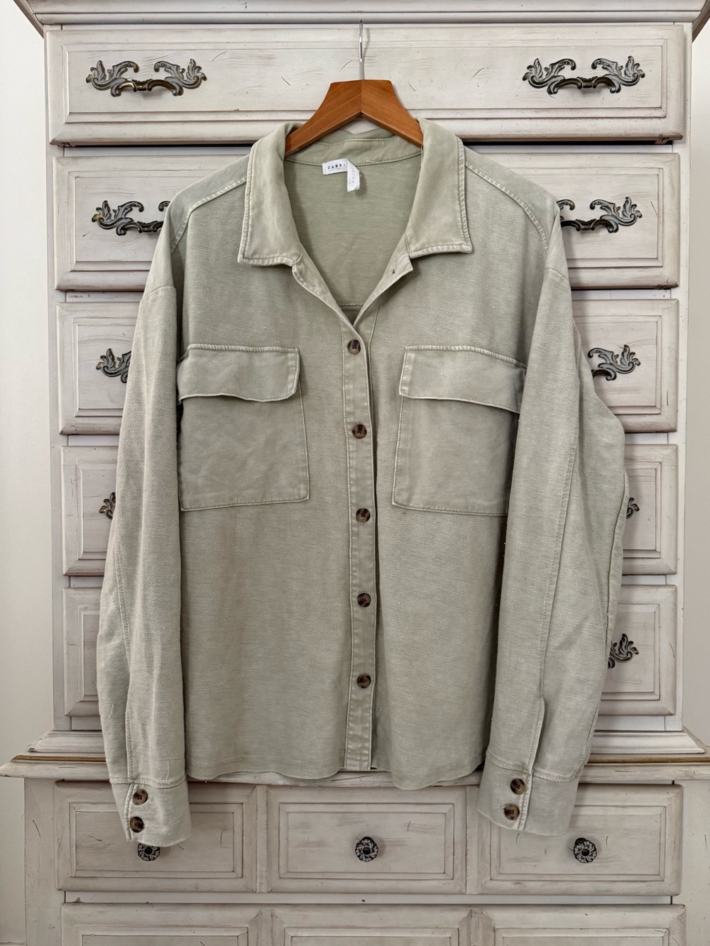 Sage Mineral Wash Cotton Shacket